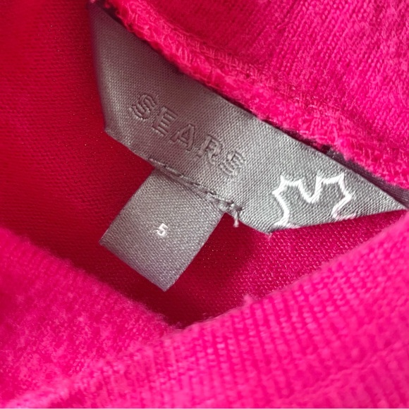 5 Vintage Sears Knit Cold Shoulder Fit & Flare Dress, High Neck, Bright Pink - Picture 8 of 10